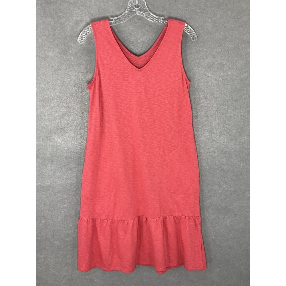 J. Jill Dress Womens Petite XS Pink Clove Ruffle V-Neck Pockets Sleeveless Boho